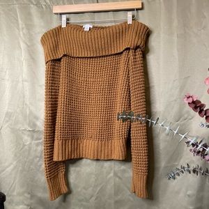 BP camel off the shoulder sweater